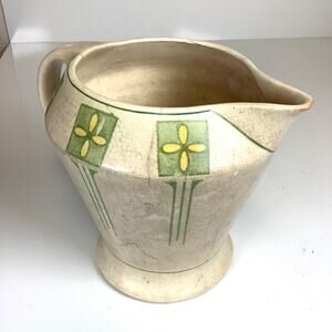 Vtg Roseville Pottery Creamware Art Deco Lemonade Pitcher Cream & Green READ